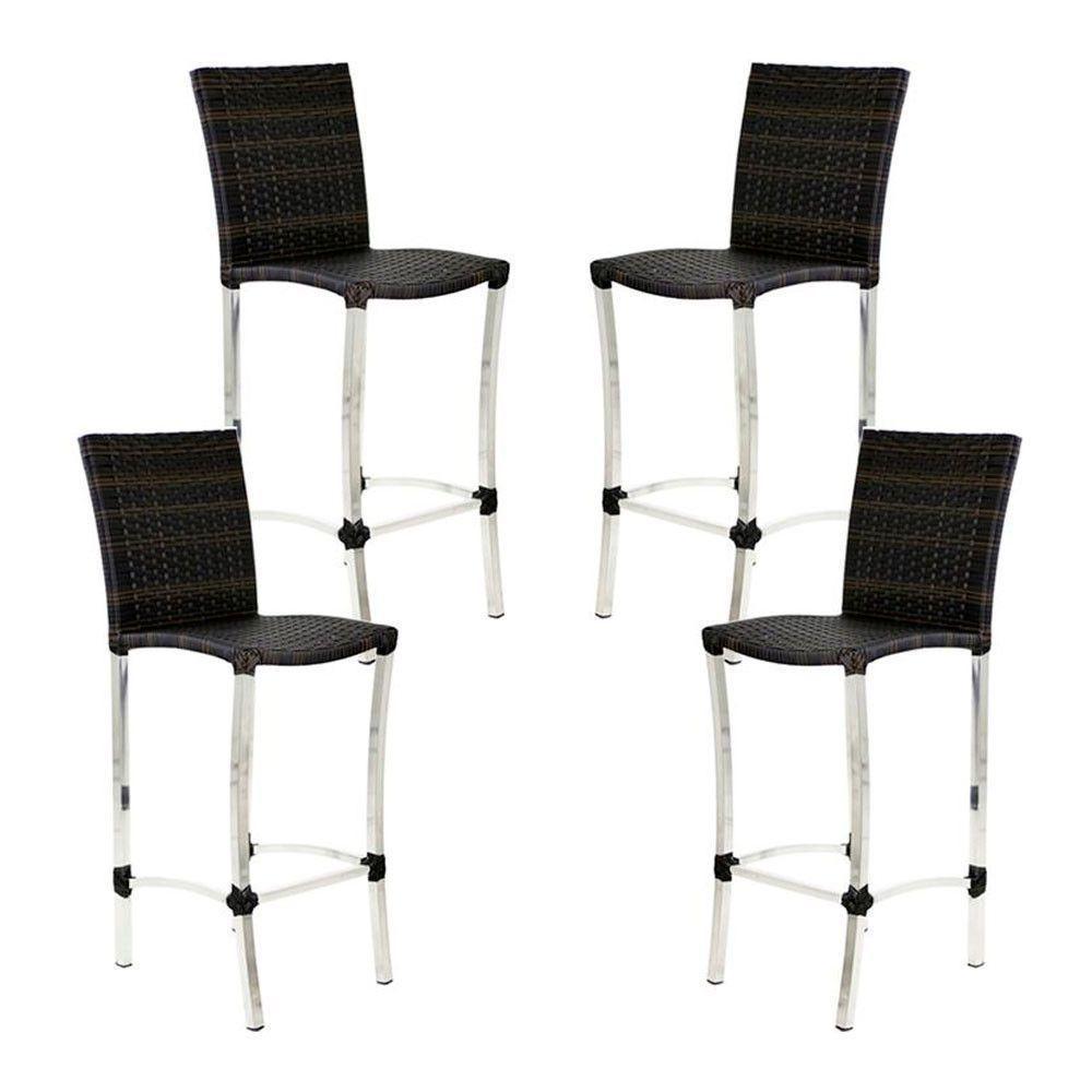 4 Banquetas Alta Cannes Em Alumínio Para Cozinha Bar Edícula Preto - 1