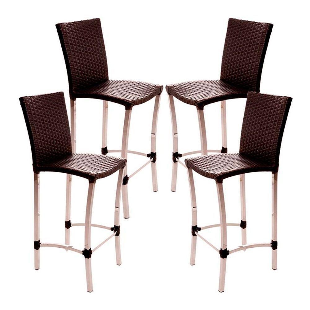 4 Banquetas Alta Cannes Em Alumínio Para Cozinha Bar Edícula Tabaco - 1
