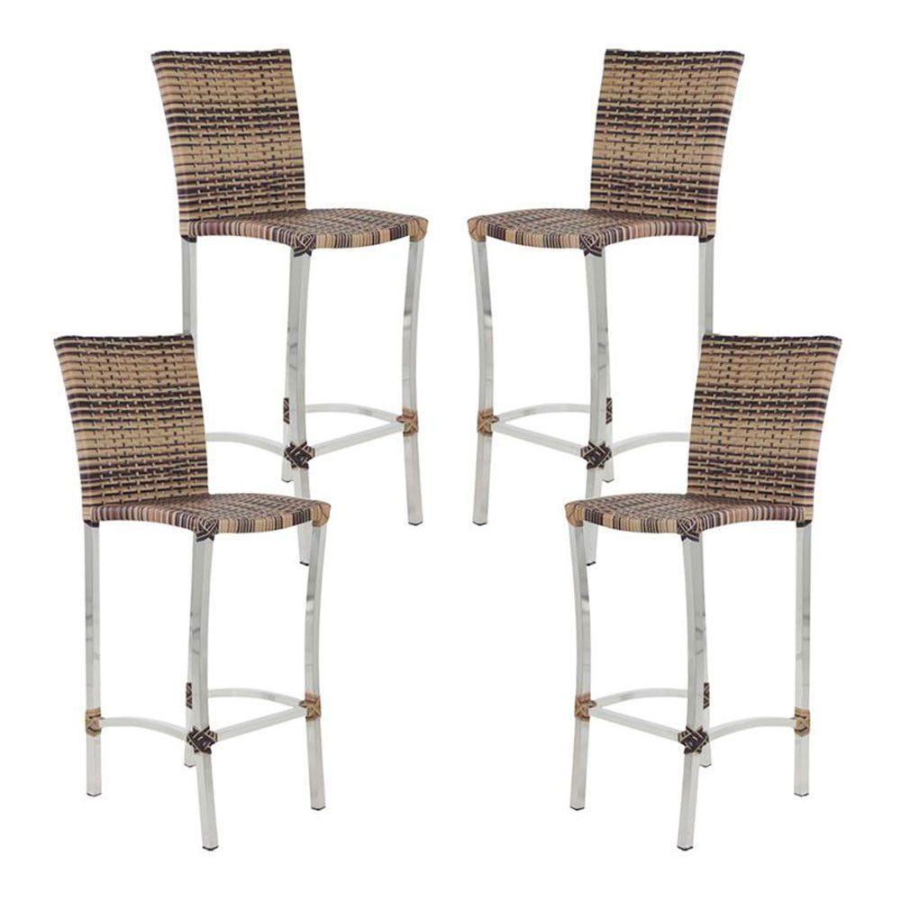 4 Banquetas Alta Cannes Em Alumínio Para Cozinha Bar Edícula Capuccino - 1