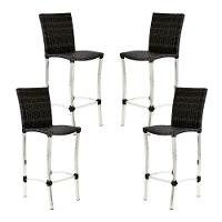 4 Banquetas Alta Cannes Em Alumínio Para Cozinha Bar Edícula Pedra Ferro - 1