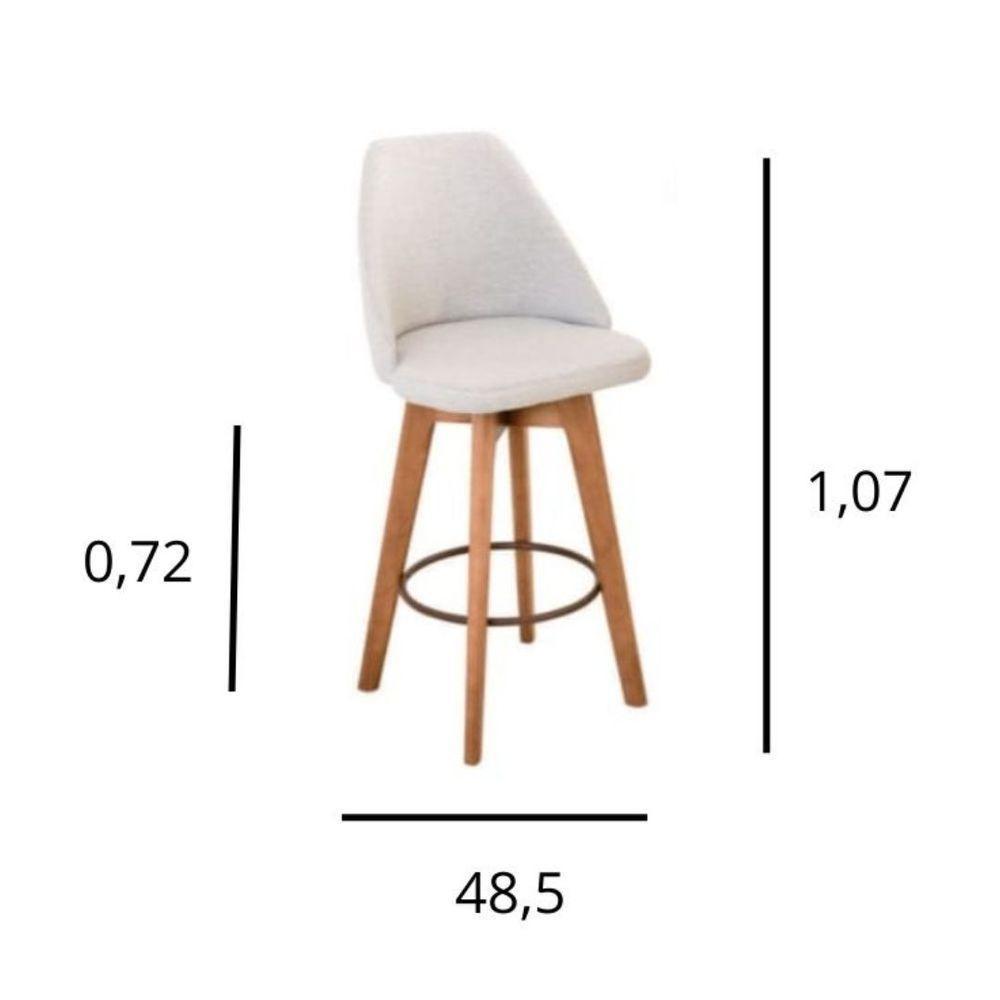 Conjunto 4 Banquetas Mayra Giratória Para Cozinha Ou Espaço Goumet- Linho Cinza Claro - 4