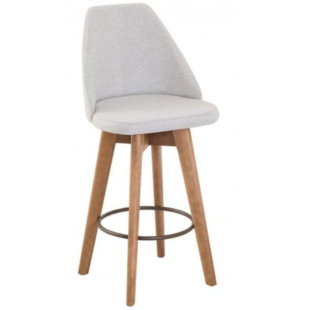 Conjunto 4 Banquetas Mayra Giratória Para Cozinha Ou Espaço Goumet- Linho Cinza Claro - 7