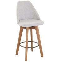 Conjunto 4 Banquetas Mayra Giratória Para Cozinha Ou Espaço Goumet- Linho Cinza Claro - 1