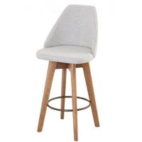 Conjunto 4 Banquetas Mayra Giratória Para Cozinha Ou Espaço Goumet- Linho Cinza Claro - 5