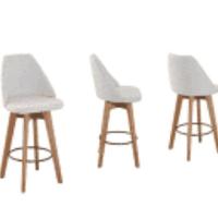 Conjunto 4 Banquetas Mayra Giratória Para Cozinha Ou Espaço Goumet- Linho Cinza Claro - 8