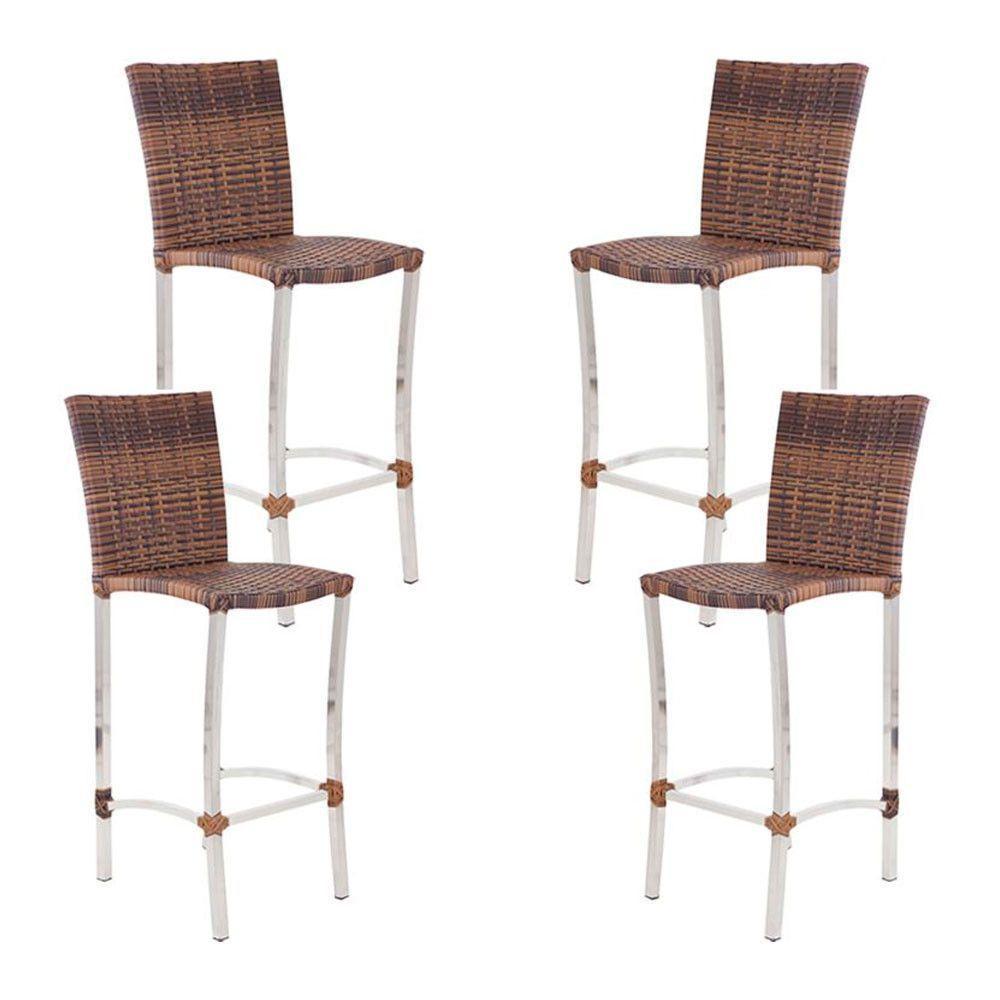 4 Banquetas Alta Cannes Em Alumínio Para Cozinha Bar Edícula Argila - 1