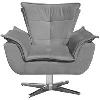 Kit 2 Poltronas Decorativas Base Giratória Cromada Charger Suede Grafite G19 - Gran Belo - 3