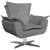 Kit 2 Poltronas Decorativas Base Giratória Cromada Charger Suede Grafite G19 - Gran Belo