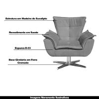 Kit 2 Poltronas Decorativas Base Giratória Cromada Charger Suede Grafite G19 - Gran Belo - 6
