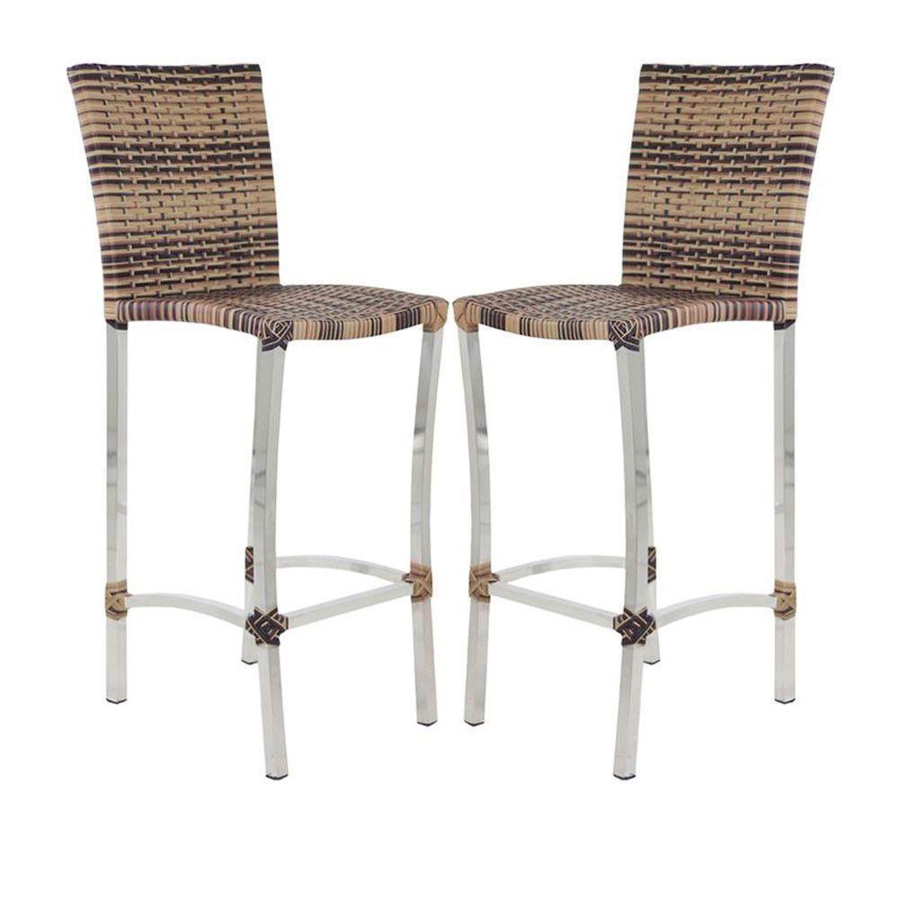 2 Banquetas Alta Cannes Em Alumínio Para Cozinha Bar Edícula Capuccino - 1
