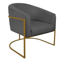 Poltrona Luiza Base De Ferro Dourado Linho - Amarena Móveis Cor Cinzaescuro - 5