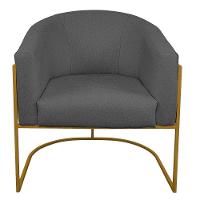 Poltrona Luiza Base De Ferro Dourado Linho - Amarena Móveis Cor Cinzaescuro - 6