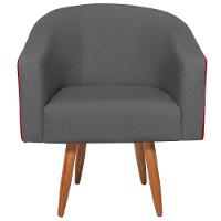 Poltrona Luiza Pés Palito Factor Vermelho E Linho - Amarena Móveis Cor Cinzaescuro - 5