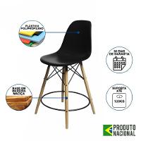 Kit 3 Banquetas Eames Eiffel De Madeira Assento Preto - 4