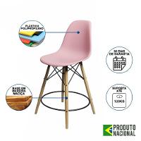 Kit 2 Banquetas Eames Eiffel De Madeira Assento Rosa Claro - 4