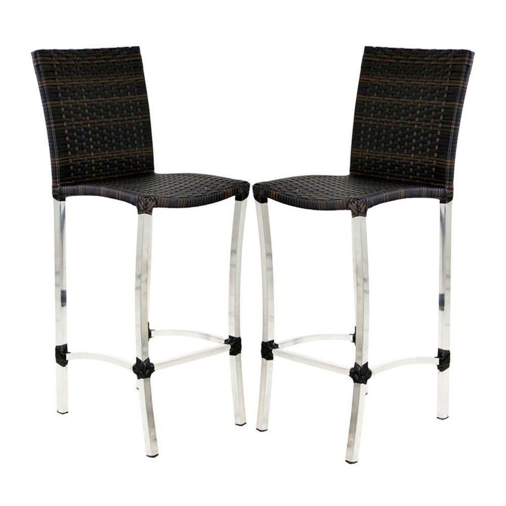 2 Banquetas Alta Cannes Em Alumínio Para Cozinha Bar Edícula Preto - 1