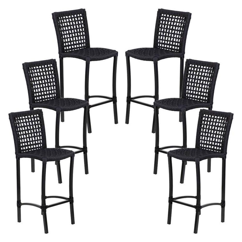 6 Banqueta Cannes Em Alumínio E Corda Náutica Para Área Edícula Piscina Ocre - 1