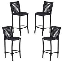 4 Banqueta Cannes Em Alumínio E Corda Náutica Para Área Edícula Piscina Verde Musgo - 1