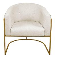 Kit 02 Poltronas Luiza Base De Ferro Dourado Linho - Amarena Móveis Cor Bege