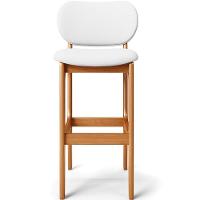 Kit 06 Banquetas Alta Para Cozinha Madeira Fixa Betta L02 Imbuia Corano Branco - Lyam Decor - 9