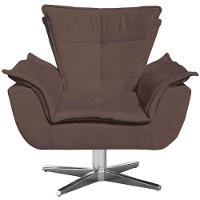 Kit 2 Poltronas Decorativas Base Giratória Cromada Charger Suede Marrom G19 - Gran Belo - 2