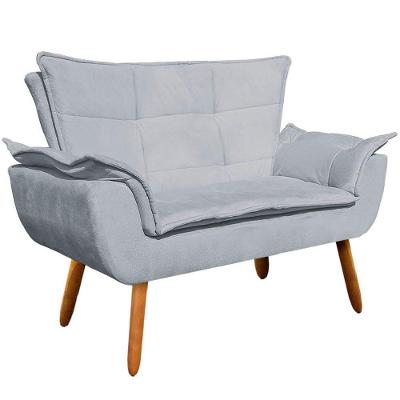 Poltrona Namoradeira Pés Palito Charger Suede Cinza G19 - Gran Belo
