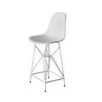 Kit 3 Banquetas Bistrô Alta Eames Eiffel Branca Base Ferro Branco - Cor: Branco - 3