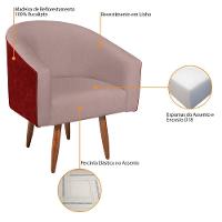 Poltrona Luiza Pés Palito Factor Vermelho E Linho - Amarena Móveis Cor Rosê - 2