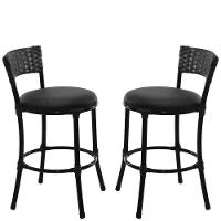 2 Banquetas Forts Baixa Fibra Sintética Preta, Ferro, Assento Estofado - 1