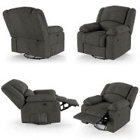 Poltrona Do Papai Reclinável Sala De Cinema Glider Manual Giratória Massagem Usb Linho Chumbo G26