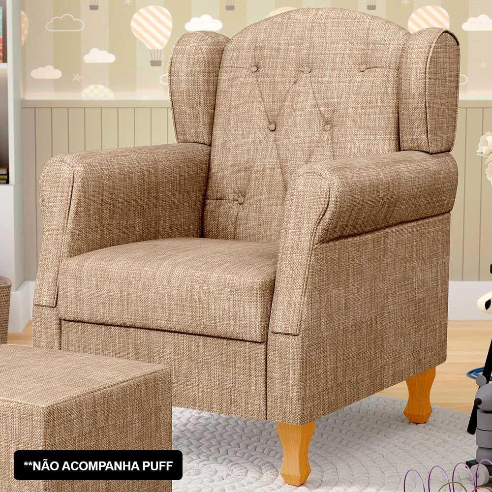 Kit 02 Poltronas De Amamentação E Descanso Pés Madeira Lucy P04 Linho Bege Escuro - Mpozenato - 9