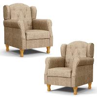 Kit 02 Poltronas De Amamentação E Descanso Pés Madeira Lucy P04 Linho Bege Escuro - Mpozenato - 1