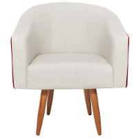 Kit 02 Poltronas Luiza Pés Palito Factor Vermelho E Linho - Amarena Móveis Cor Bege - 10