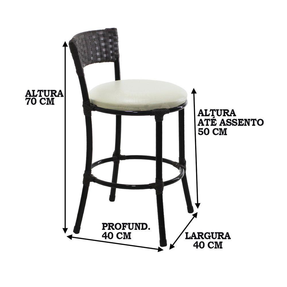 4 Banquetas Forts Baixa Fibra Sintética Preto Ferro Assento Preto Branco - 3
