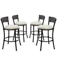 4 Banquetas Forts Baixa Fibra Sintética Preto Ferro Assento Preto Branco - 1