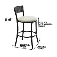 4 Banquetas Forts Baixa Fibra Sintética Preto Ferro Assento Preto Branco - 3