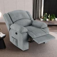 Poltrona Do Papai Reclinável Sala De Cinema Madrid Manual Linho Cinza G26 - 1