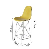 Kit 2 Banquetas Bistrô Alta Eames Eiffel Amarela Base Ferro Branco - Cor: Amarelo