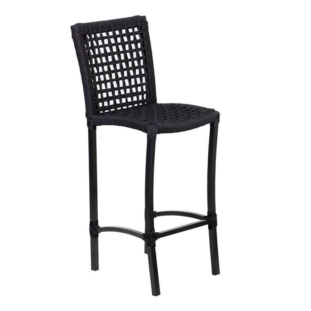 Banqueta Cannes Em Alumínio E Corda Náutica Para Área Edícula Piscina Azul Escuro - 1