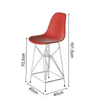 Kit 2 Banquetas Bistrô Alta Eames Eiffel Vermelha Base Ferro Branco - Cor: Vermelho