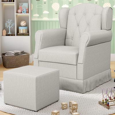 Poltrona De Amamentação E Descanso Com Balanço E Puff Lucy P04 Linho Off White - Mpozenato