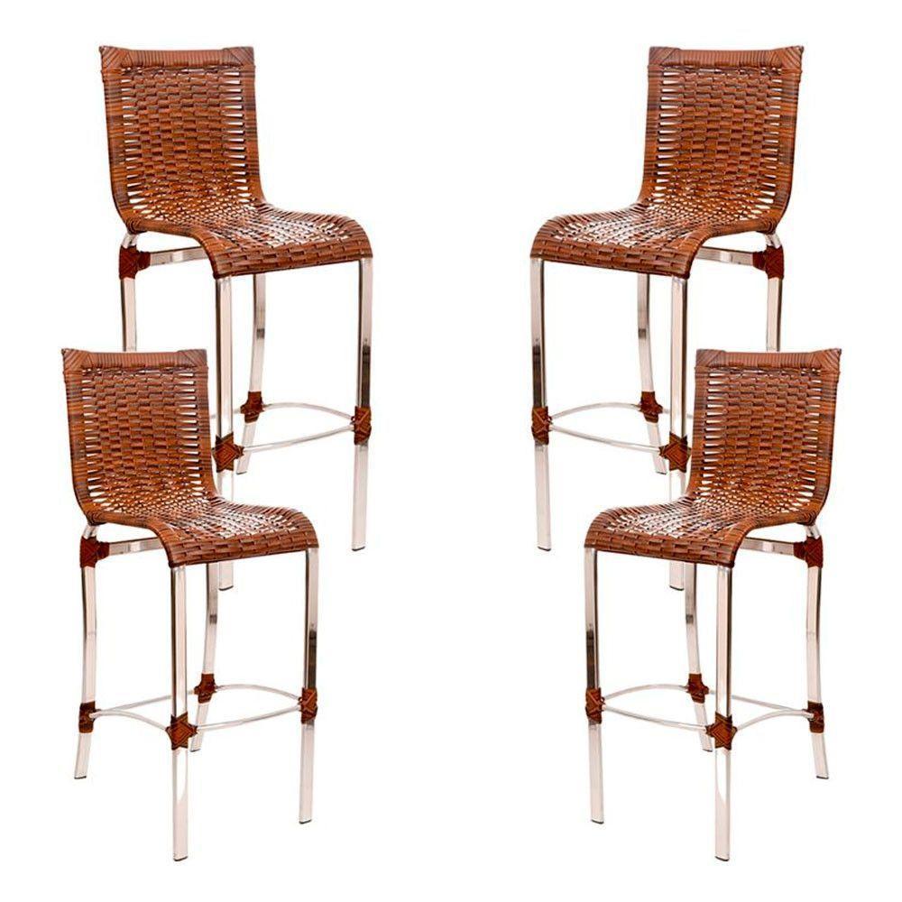 4 Banquetas Alta Haiti Em Alumínio Para Cozinha Bar Edícula Argila - 1