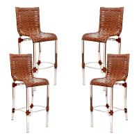 4 Banquetas Alta Haiti Em Alumínio Para Cozinha Bar Edícula Argila - 1