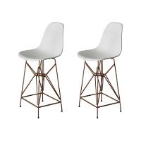 Kit 2 Banquetas Bistrô Alta Eames Eiffel Branca Base Ferro Cobre - Cor: Branco - 1