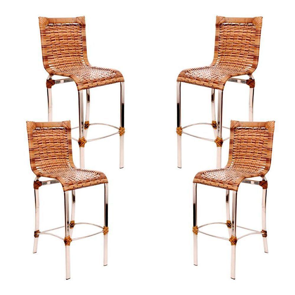 4 Banquetas Alta Haiti Em Alumínio Para Cozinha Bar Edícula Capuccino - 1