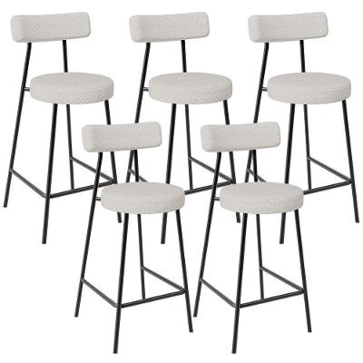 Kit 05 Banquetas Baixa Para Cozinha Sala De Jantar Bar Bancada Milão L02 Bouclê Cru - Lyam Decor