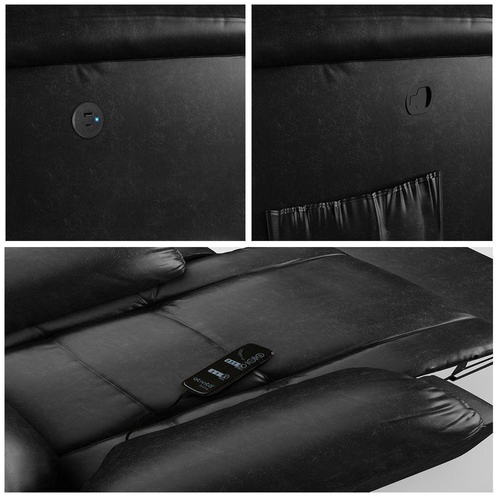 Poltrona Do Papai Reclinável Sala De estar Glider Manual Giratória Massagem Usb Preto Brilho G26 - 4