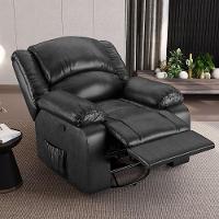 Poltrona Do Papai Reclinável Sala De estar Glider Manual Giratória Massagem Usb Preto Brilho G26 - 1