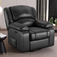 Poltrona Do Papai Reclinável Sala De estar Glider Manual Giratória Massagem Usb Preto Brilho G26 - 3