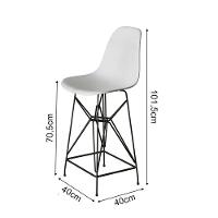 Kit 3 Banquetas Bistrô Alta Eames Eiffel Branca Base Ferro Preto - Cor: Branco - 2